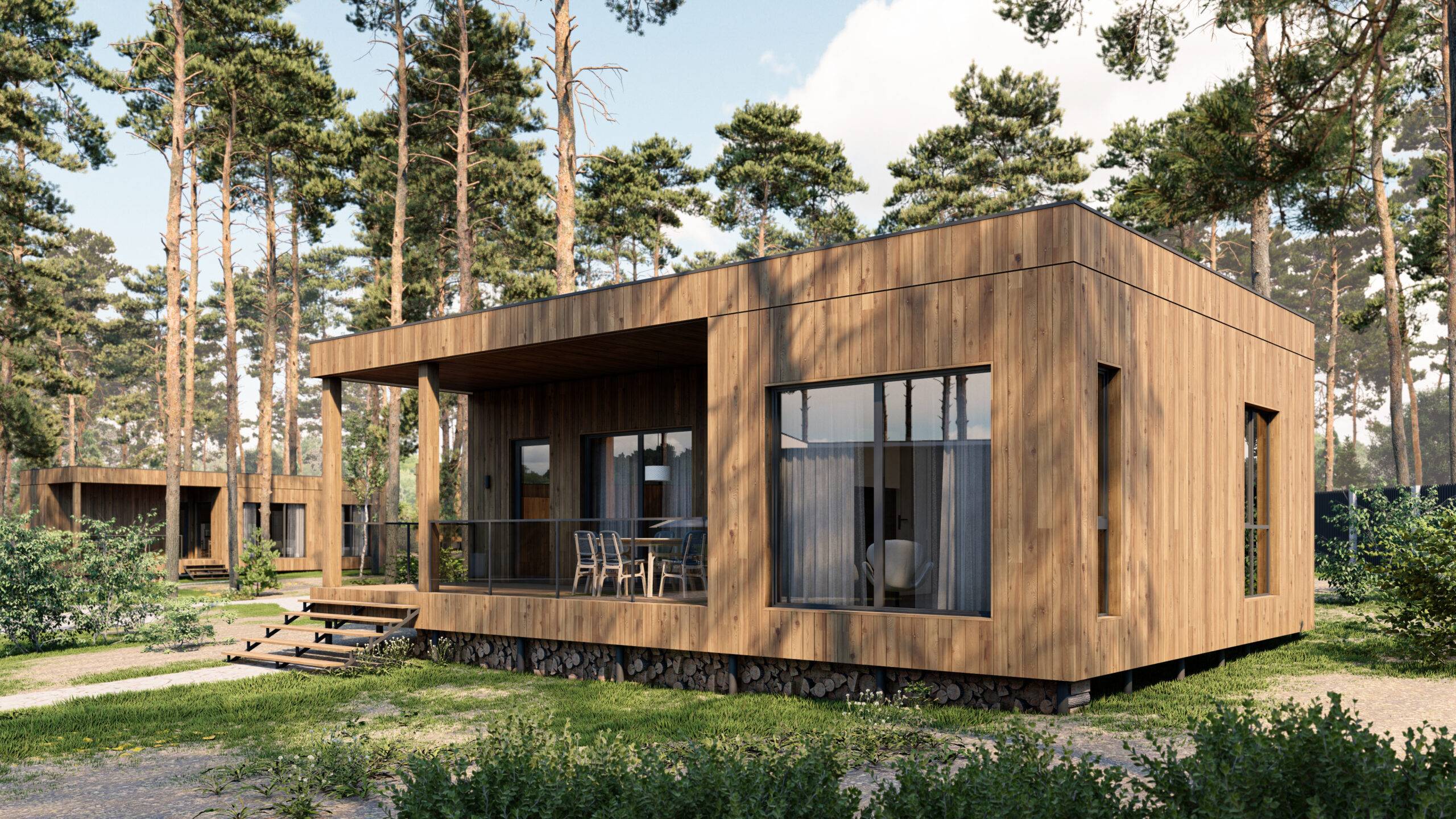 One-story house made of SIP panels, 95.5 sq.m.