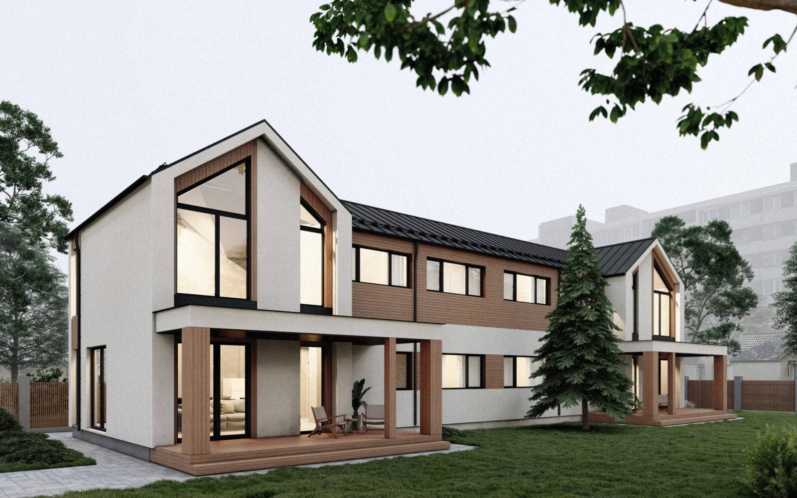 Duplex from SIP panels, 228 sq.m.